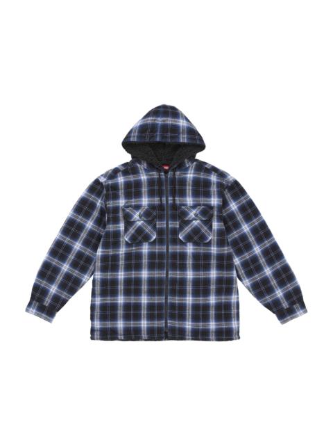 Supreme Supreme Lined Zip Up Hooded Flannel Shirt Navy