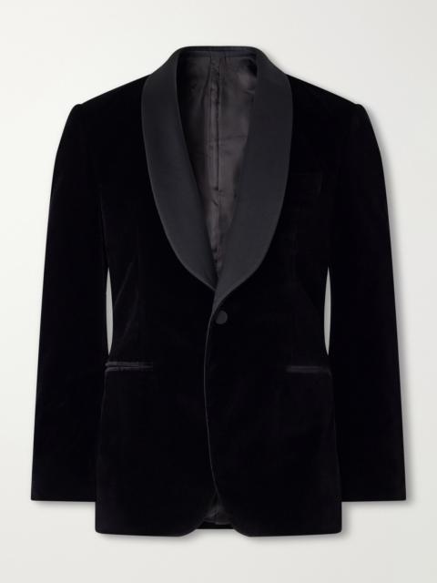 Canali Shawl-Collar Satin-Trimmed Cotton-Velvet Tuxedo Jacket
