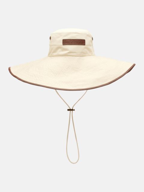 Burberry Leather-trimmed cotton-blend sun hat