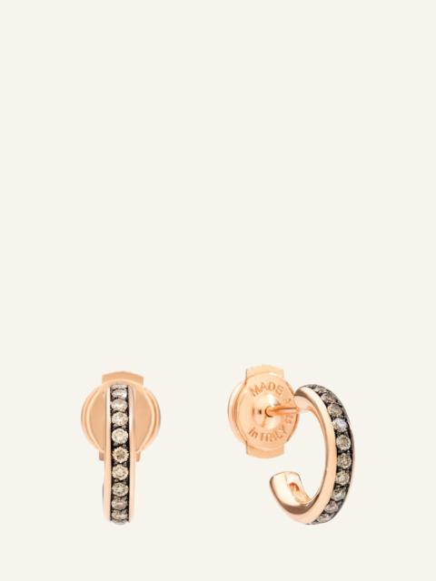Pomellato Together 18K Rose Gold Brown Diamond Mini Hoop Earrings