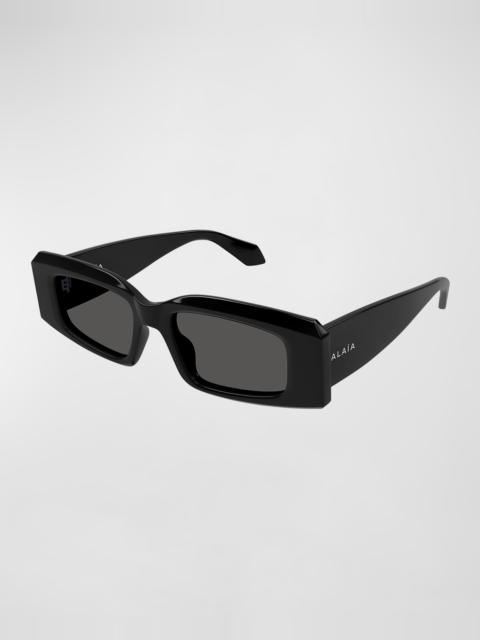 Alaïa Beveled Acetate Rectangle Sunglasses
