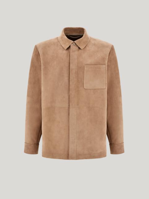 Canali CANALI NUVOLA TAUPE LAMBSKIN SUEDE OVERSHIRT