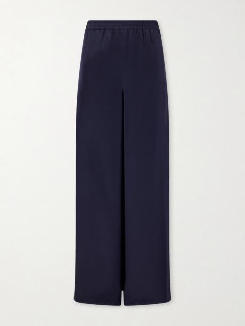Max Mara Logo-embroidered Silk Wide-leg Pants