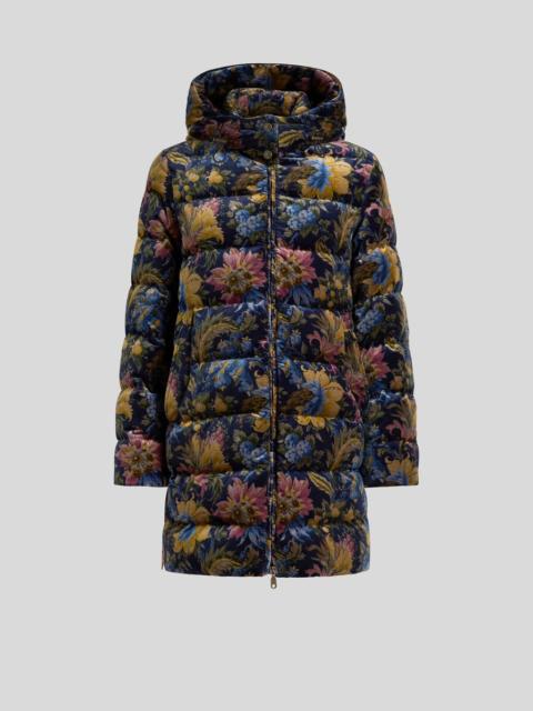 Etro COTTON VELVET DOWN JACKET WITH HOOD AND FLORAL OVERPRINT