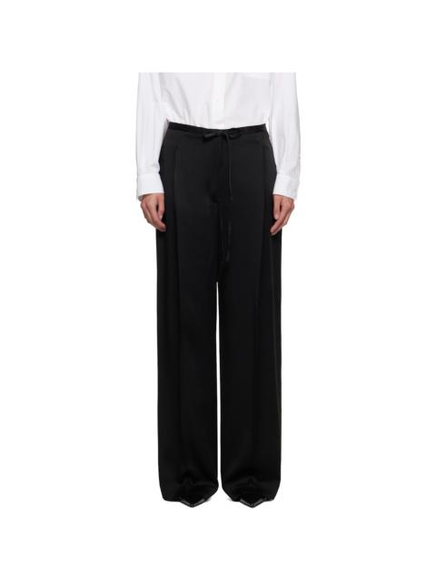 RÓHE Black Relaxed Drawstring Satin Trousers