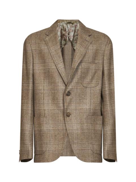Etro Beige Prince of Wales wool single-breasted blazer