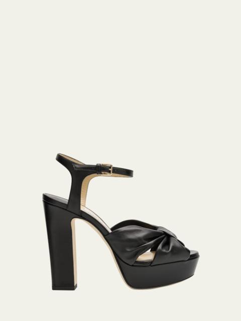 JIMMY CHOO Heloise Leather Knot Platform Sandals
