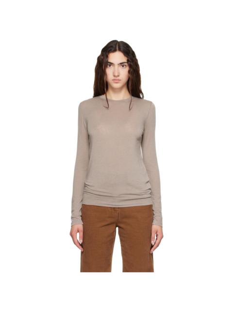 NOTHING WRITTEN Taupe Aima Wool Long Sleeve T-Shirt