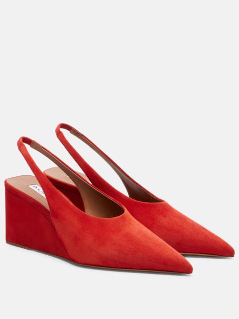 Alaïa Cube suede slingback wedges