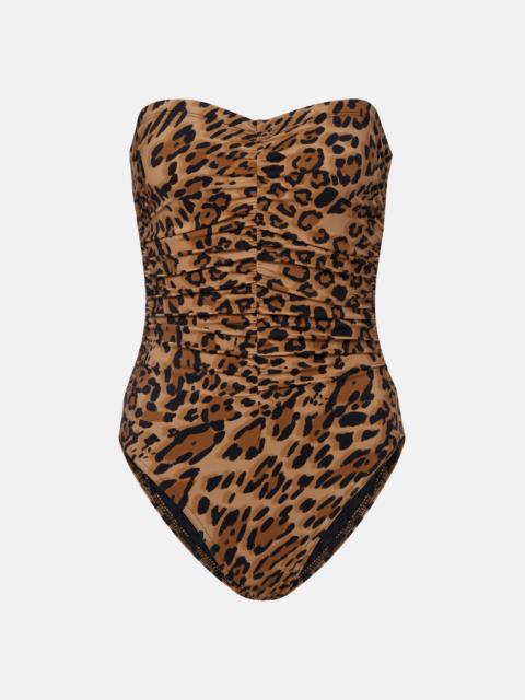 KARLA COLLETTO Leopard-print ruched strapless swimsuit