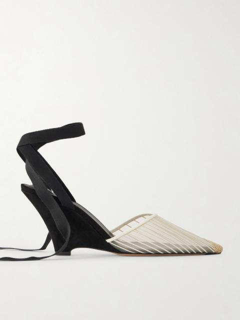 JACQUEMUS Les Espadrilles Grosgrain-trimmed Mesh Wedge Pumps