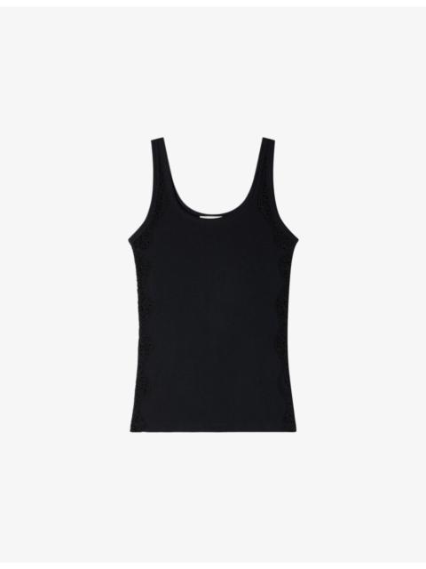 Sandro Sleeveless Lace-Strap Cotton Top