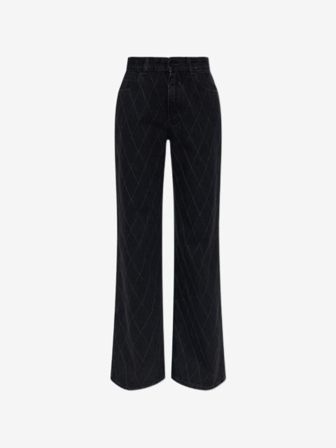 Balmain diamond-quilted wide-leg jeans