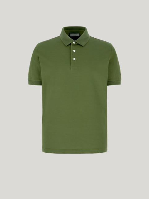 Canali OLIVE GREEN POLO SHIRT IN SOFT COTTON PIQUÉ