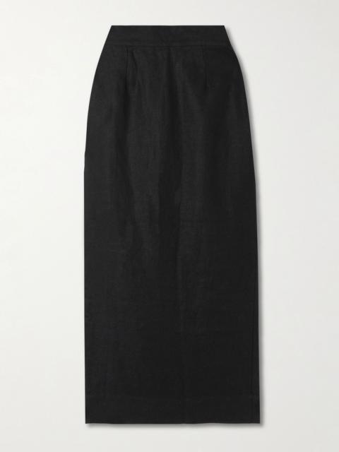 POSSE Emma linen midi skirt Black