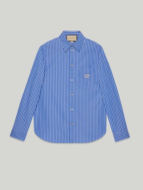 Striped cotton shirt with embroidery