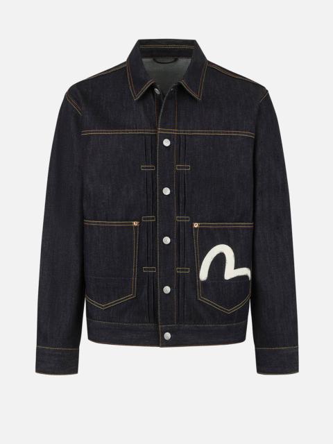 EVISU Ecru Seagull Print Relax Fit Denim Jacket
