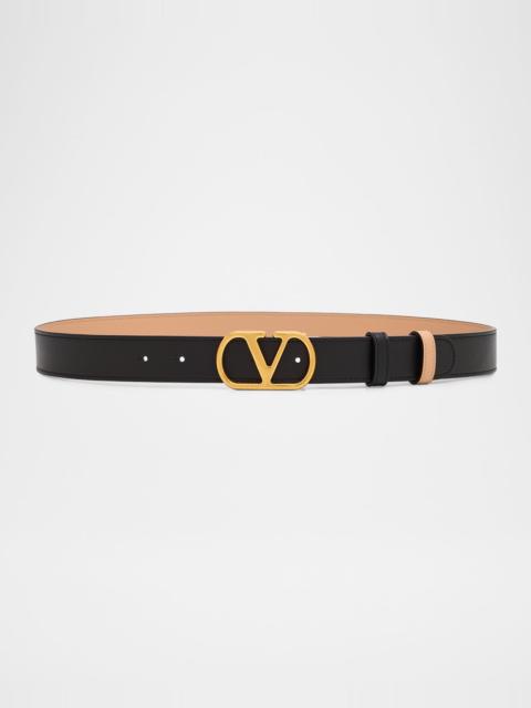 Valentino VLogo Signature Reversible Leather Belt, 30mm