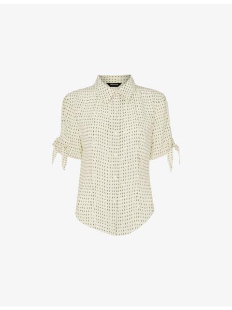 WHISTLES Spotted Tie-Cuff Woven Shirt