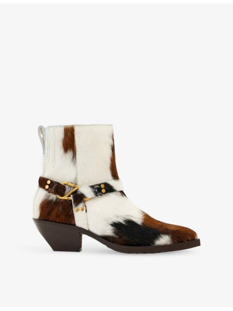 ALLSAINTS Fox Carabiner Pony-Hair Ankle Boots