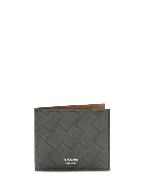 FERRAGAMO Ferragamo Gancini Monogram Leather Bifold Wallet — Gray