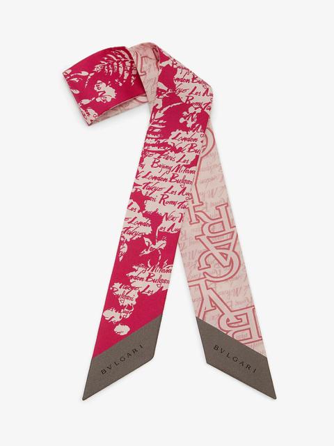 Logo Bouquet graphic-print silk-twill scarf