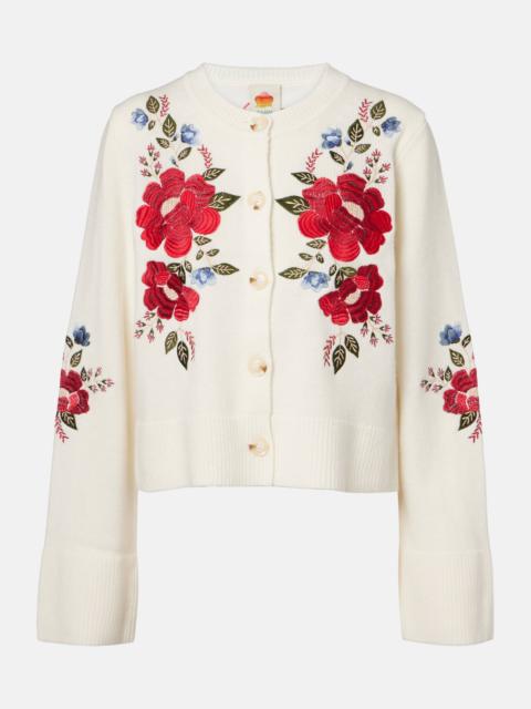 FARM RIO Embroidered wool cardigan