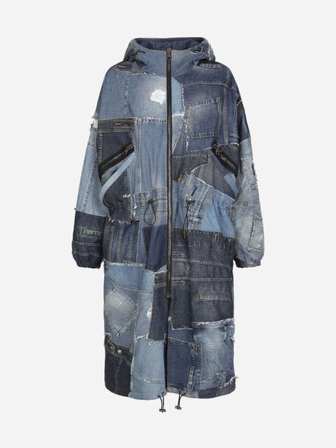 Dolce & Gabbana Stretch patchwork denim trench coat