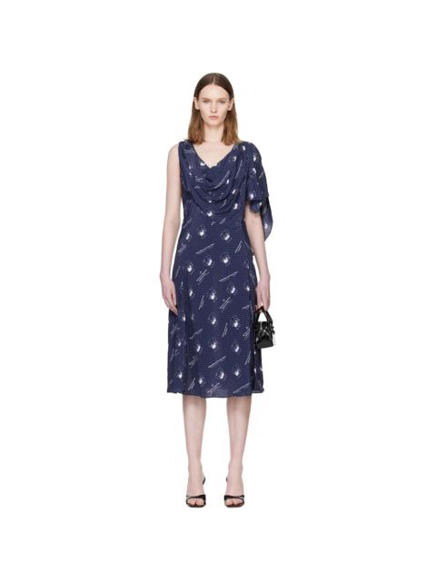 SANDY LIANG Navy Sonata Midi Dress
