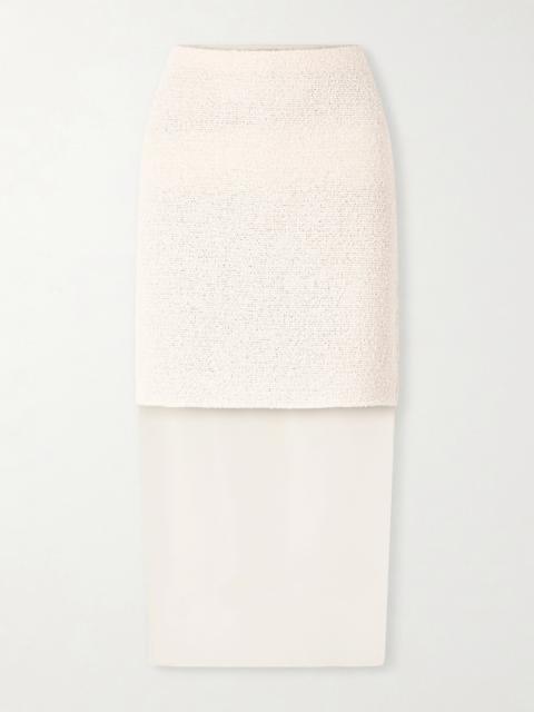KHAITE Sybil Layered Cotton-blend Bouclé And Organza Midi Skirt