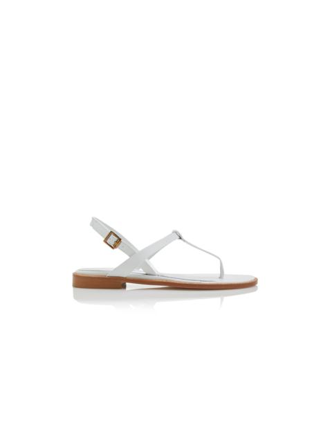 Manolo Blahnik White Calf Leather Flat Sandals