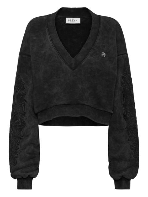PHILIPP PLEIN washed V-neck sweatshirt