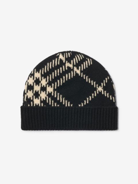 Burberry Check Cashmere Blend Beanie