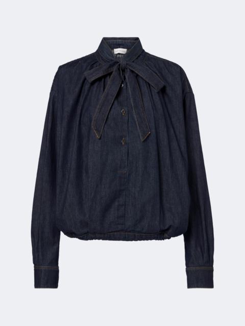Dries Van Noten Tie-neck denim blouse