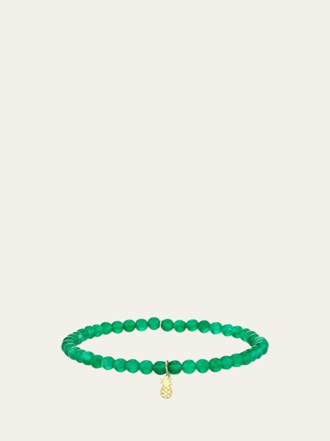 SYDNEY EVAN 14K Tiny Pure Pineapple on Green Onyx Bracelet