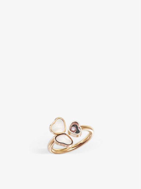 Happy Hearts Wings 18ct rose-gold, mother-of-pearl and diamond ring