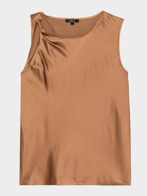 Rails Robin Satin Twisted-Sleeve Top