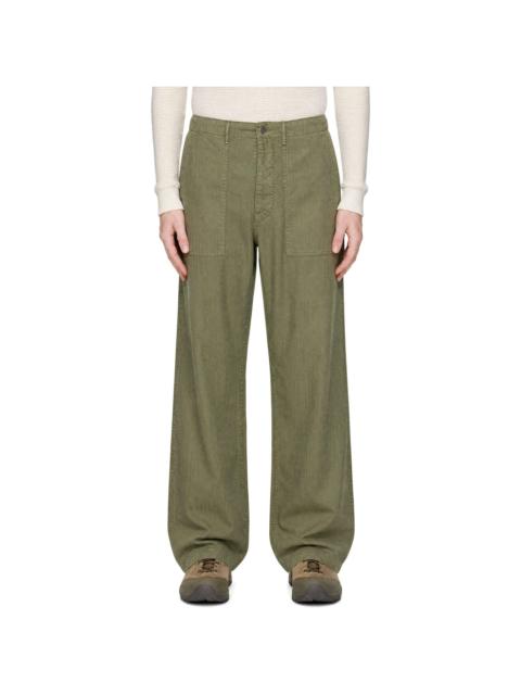 RRL by Ralph Lauren Khaki Herringbone Utility Trousers