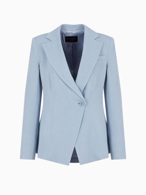 Icon frisottino single-breasted jacket with jacquard micro-check motif