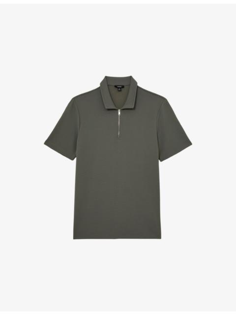 REISS Forno Zip-Up Woven Polo Shirt
