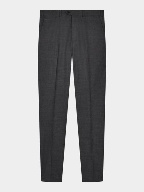 EMPORIO ARMANI Men's Wool Textured Flat-Front Trousers