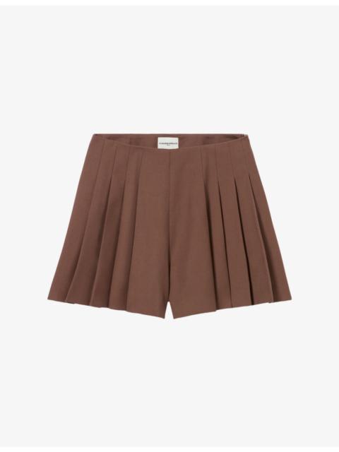 Claudie Pierlot Wide Straight-Leg Wool-Blend Shorts