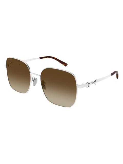 GUCCI Women's GG Square Sunglasses - Silver Brown