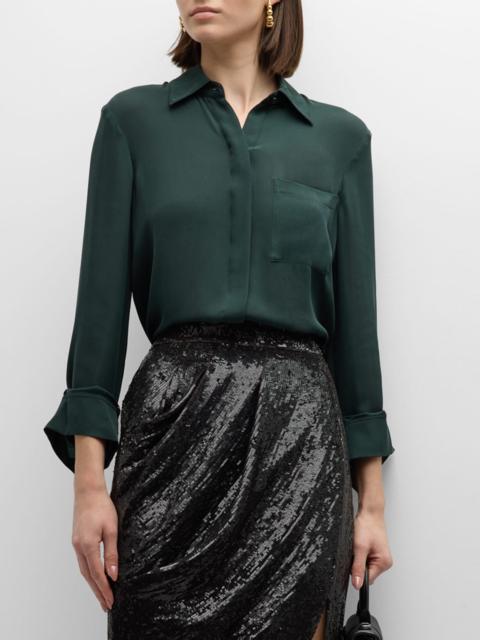 TWP Boyfriend Button-Front Shirt in Silk