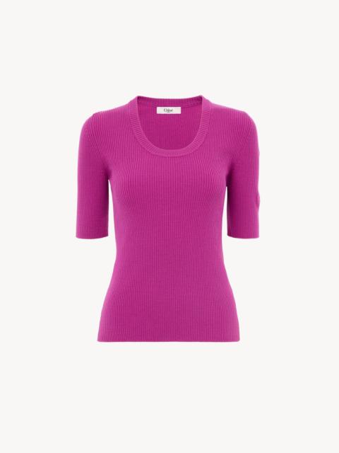 Chloé SHORT-SLEEVE SWEATER IN A WOOL KNIT