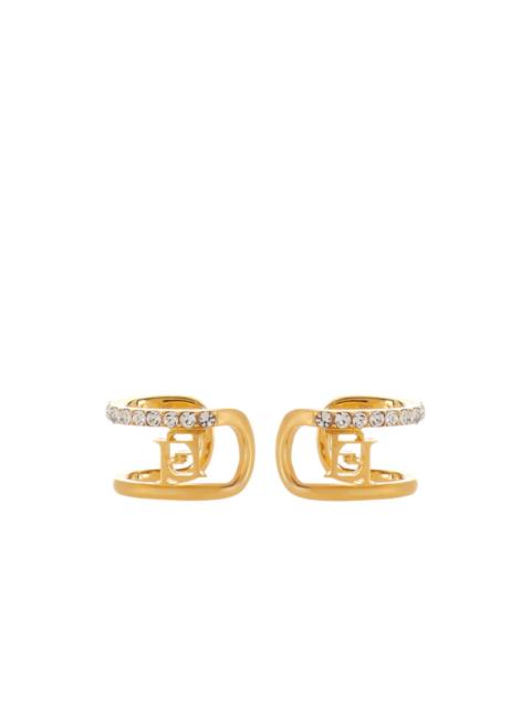 ELISABETTA FRANCHI logo-rhinestone ear cuffs