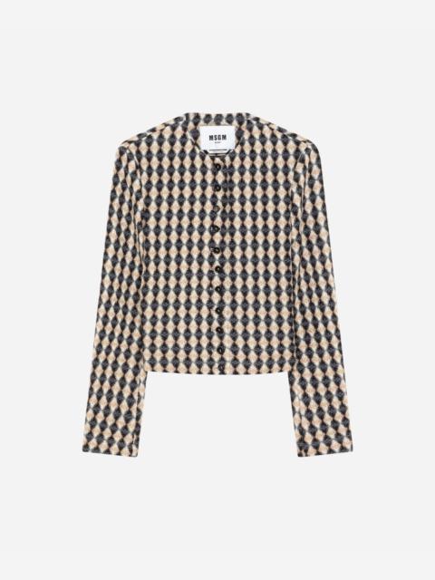MSGM Wool jacquard jacket with argyle pattern