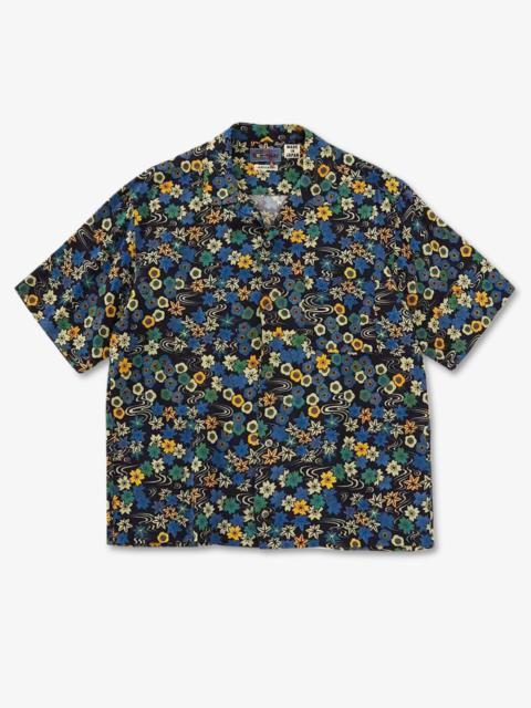 Blue Blue Japan WOVEN RAYON "CHIRIMEN"  "CHIYOGAMI-SAKURA" SS SHIRT