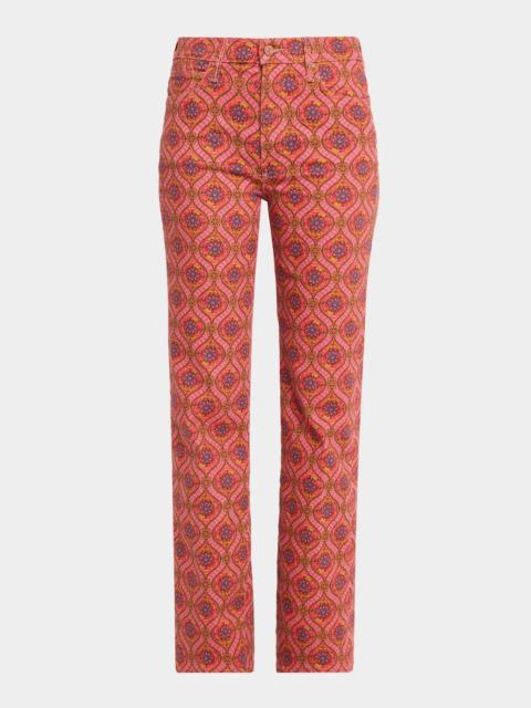 MOTHER The Kick It Floral-Print Straight-Leg Jeans