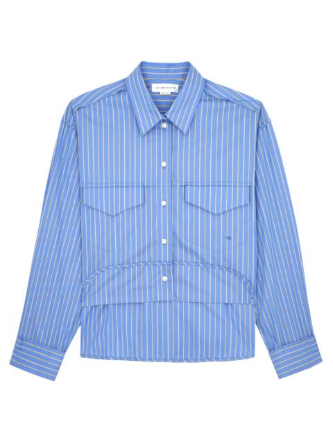 Cropped striped cotton-poplin shirt